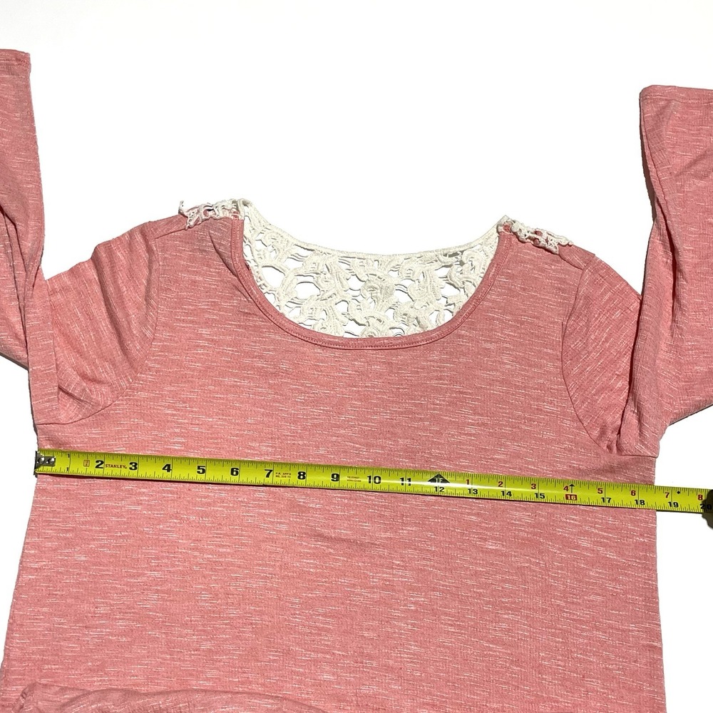 NEW Apt 9 Coral Pink Casual Top Women's Small White Crochet Knit Back 3/4 Sleeve - Picture 4 of 10
